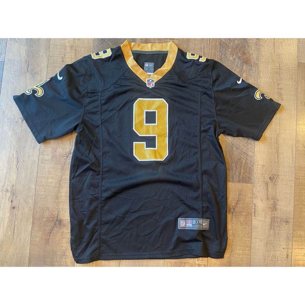 Nike New Orleans Saints Drew Brees #9 NFL On Field Jersey Black Gold XL